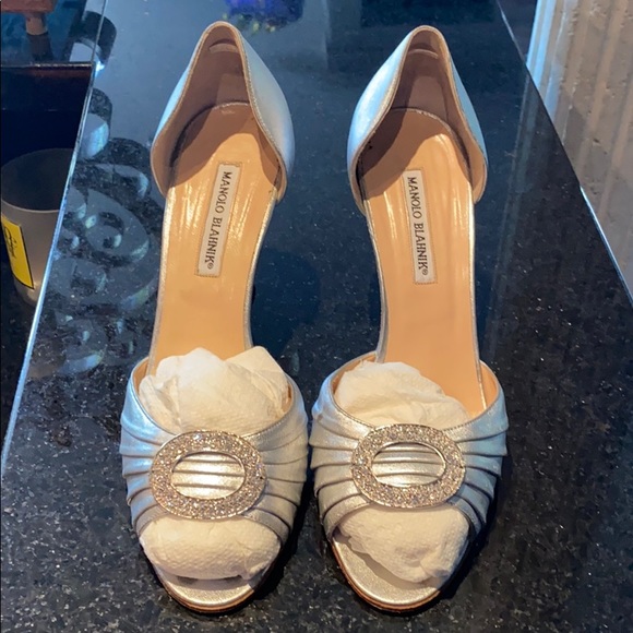 Manolo Blahnik Shoes - Silver Manolo Blahnik Heels